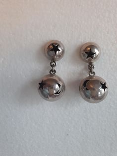 925 Sterling silver dangling earrings made in Mexico in the 1980's. Fun moon and star design measuring 1.5 inches in excellent condition. Moon And Star Design, Stars Earrings, Moon And Star Earrings, Vintage Star, Moon And Star, Star Design, Silver Moon, Moon And Stars, Dangling Earrings