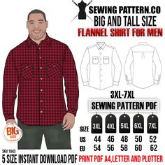 men's flannel shirt for men sewing pattern