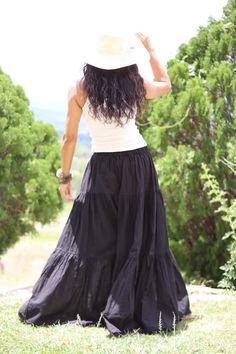 All items are shipped to Thailand Post . Free upgrade to D.H.L Express when you buy 2 or more items . The USA only. Please leave a phone number with orders . US sizing fits XS - XL please check the sizes in inches in the description. This lovely Boho long skirt is made from 100% cotton soft and very comfortable.The skirt is half lined, in three tiers and full elastic waistband A great piece to wear with a tight or cropped top . Its is very comfy to wear and easy to care for just wash cold cycle Bohemian Non-stretch Solid Skirt, Solid Non-stretch Bohemian Skirt, Black Bohemian Maxi Skirt With Gathered Detail, Black Bohemian Gathered Maxi Skirt, Non-stretch Black Ruffled Skirt, Black Non-stretch Ruffled Skirt, Bohemian Style Solid Color Lined Skirt Bottoms, Bohemian Ruffled Skirt In Solid Color, Black Cotton Bohemian Skirt