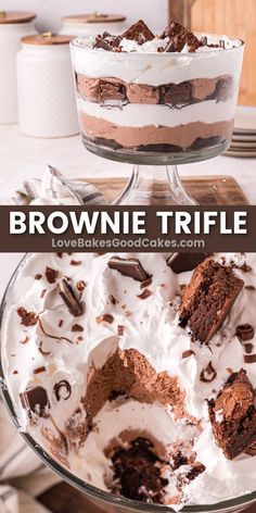 Brownie Trifle pin collage Trifle Recipe, Dessert Dips, Easy Baking Recipes Desserts