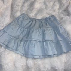 Never Worn, Brand New With Tag One Size Nothing Wrong With It, Just Not My Style Light Blue Casual Ruffled Skirt, Casual Light Blue Ruffled Skirt, Blue Ruffled Cotton Skirt, Cute Blue Cotton Skirt, Casual Light Blue Ruffled Mini Skirt, Casual Light Blue Skirt For Day Out, Light Blue Lined Casual Skirt, Blue Cotton Tiered Skort, Blue Tiered Mini Skirt For Day Out