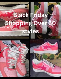 High Quality Bapesta Pink Patent Leather Unisex Sneaker Shoes #shopping #bapes #bathing ape #bapesta #star sneakers #pink sneakers #gifts #christmas #pinitforlater