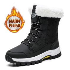 The Winter Warm Snow Boots for Women Comfortable Faux Fur Lined Outdoor Snow Shoes Waterproof Hiking Boots are made of quality PU leather and waterproof fabric upper and wear resistant rubber outsole. Soft fur lining is comfortable and keepingwarm in the cold winter. Water resistant, non-slip, warm, casual and cozy, these snow boots will help combat the cold weather this season. Whether you're trekking around the mountains or running errands in the city, these warm and fashionablesnow boots will Black Winter Lace-up Boots With Round Toe, Winter Hiking Lace-up Boots With Round Toe, Winter Outdoor Lace-up Boots With Padded Ankle, Winter Lace-up Boots With Padded Ankle For Outdoor, Black Lace-up Winter Boots, Winter Sports Waterproof Boots With Round Toe, Waterproof Boots For Winter Sports With Round Toe, Waterproof Winter Sports Boots With Round Toe, Winter Outdoor Closed Toe Lace-up Boots