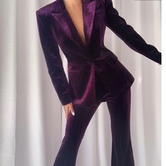 Nwt Zcrave Matching Polyester Blazer And Pant Suit. Size Small. Purple Suits, Satin Blazer, Velvet Suit, Prom Ideas, Velvet Blazer, Velvet Pants, Purple Velvet, Chiffon Maxi Dress, Flared Pants