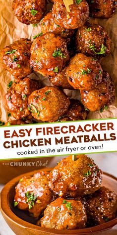 the chicken meatballs are cooked in the air fryer or oven