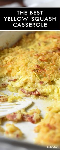 the best yellow squash casserole with bacon on it is ready to be eaten