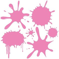 pink ink splots on white background with one being painted in different colors and shapes