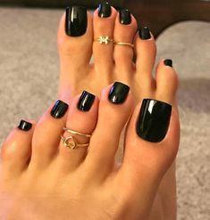 Black Toe Nails, Fall Toe Nails, Long Toenails, Acrylic Toe Nails, Acrylic Toes, Toe Nail Color, Pretty Toe Nails, Gel Toes, Cute Toe Nails