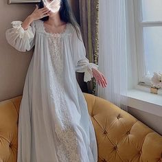 SPECIFICATIONS Brand Name: LIZAKOSHT Sexually Suggestive: No Dresses Length: Mid-Calf Item Type: Nightgowns Collar: Square Collar Material Composition: COTTON Decoration: Lace Material: 100% Cotton Size:S: Bust: 108cm, Length: 122CM, Sleeve Lenth: 51CM, Recommended Weight: 45kg-50kg;M: Bust: 112cm, Length: 124CM, Sleeve Lenth: 52CM, Recommended Weight: 50kg-60kg;L: Bust: 116cm, Length: 126CM, Sleeve Lenth: 53CM, Recommended Weight: 60kg-65kg;XL: Bust: 120cm, Length: 128CM, Sleeve Lenth: 54CM, Recommended Weight: 65kg-75kg; Nightgown Lace, Cotton Night Dress, Romantic Princess, Cotton Nightgown, Night Dress For Women, Womens Knit Dresses, Nightgowns For Women, Linen Pants Women, Fashion Board