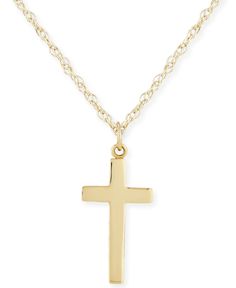 Classic cross necklace that will last a lifetime. Crafted in 14k yellow gold. Tarnish Resistant White Gold Cross Jewelry, Classic 14k Gold Custom Necklace, Luxury Tarnish-resistant Cross Jewelry, Formal 14k Gold Pendant Necklace, Formal 14k Yellow Gold Necklace, Fine Jewelry Tarnish Resistant Cross Pendant, 14k Gold Cross Jewelry For Anniversary, Elegant Gold Cross Necklace With Round Pendant, Tarnish Resistant Cross Necklace For Formal Occasions