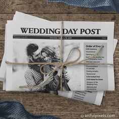 the wedding day post is tied up with twine