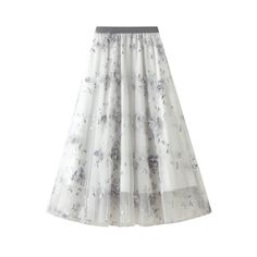 F00071852-100 Midi Skirts Summer, Gauze Skirts, Fishnet Dress, Fairy Skirt, Tulle Tutu Skirt, Simple Embroidery, Mesh Skirt, Layered Skirt, Pleated Midi Skirt