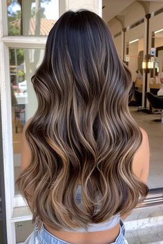 Hair Highlights For Light Hair, Dark Brown With Bright Blonde Highlights, Best Hair Highlights For Brown Hair, Black Money Piece Hair On Brown Hair, Brown Haired Highlights, Full Balayage On Brown Hair, Highlights For Hair Brown, Highlights Framing Face Dark Hair, Highlight Inspo For Brown Hair