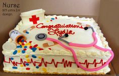 a cake that is shaped like a nurse's stethoscope on it