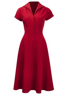 40s Weekender Dress - Red - Fashion 1930s, 1940s & 1950s style - vintage reproduction Fashion 1940s, 1940's Fashion, 1940s Style, Vintage Style Dresses, 1940s Fashion, 1950s Fashion