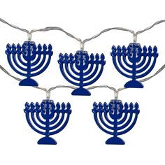 hanukkah menorah set of 6 - blue