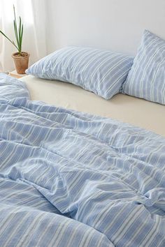 Summer Blue Stripes Bedding Set dorm room Warm Coastal Bedroom, Blue Striped Bedding, Summer Skies, Preppy Decor, Bedroom Redo, Beach Bedding, Striped Bedding, Xmas List, Coastal Bedroom