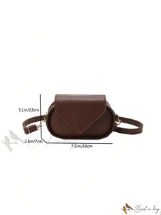 Bird in Bag - Leather Flap Shoulder Bag with Itch Design Chic Brown Satchel Belt Bag, Flap Shoulder Bag, Bag Bag, Bird In Bag, Square Bag, Leather Bag, Pu Leather, Bag Lady, Shoulder Bag