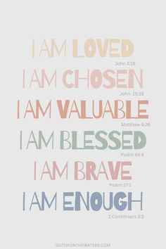 the words i am loved in different colors