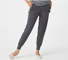 These are the flexible sporty joggers you'll wear on repeat during your years-in-the-making cross-continent trek, but also, the ones you'll pull on for your daily neighborhood stroll. Credit to the zippers on the pockets for securing the essentials (and freeing our hands for dog leashes, maps, and local eats.) From zuda®. Hardware: two zip pockets Features: ankle length; seaming details; wicking properties absorb and draw off moisture Rise: slightly below the waist Fit: semi-fitted; follows the Casual Jogging Pants With Functional Pockets, Comfortable Stretch Pants With Side Pockets, Casual Jogging Bottoms With Functional Pockets, Comfortable Stretch Pants With Pockets, Casual Stretch Pants With Functional Pockets, Casual Gray Bottoms With Functional Pockets, Casual Everyday Bottoms With Functional Pockets, Stretch Bottoms With Functional Pockets For Jogging, Everyday Functional Pants With Pockets