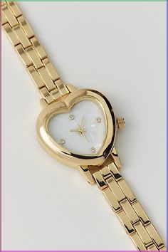 Silver Heart Watch, Little Rooms Jewelry, Gold Heart Watch, Fun Gold Jewelry, Cute Gold Watch, Gold Girly Jewelry, Good Accessories, Dainty Gold Watch, Elegant Gold Jewelry