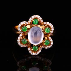 18K 黃金 鑲嵌鑽石 高冰翡翠戒指    High Quality 18K Gold Inlay Cabochon Icy Jadeite Natural Diamonds Ring   US Size ：6  Dimension: 17 x 14 x 8(mm)  0.67 x 0.55 x 0.31(inches) Weight 0.01 lbs/5 g       The wooden stand no included.  Condition: Please look at pictures carefully and judge the condition before bidding.Please do not hesitate to contact me if you have any question with my items or don't understand the condition of the items after reading my listing page. Shipping / Handling Estimate 7-10 business days arrival depending on your location and tracking number will be provided after sending. Please let us know when you received the items by leaving a positive feedback and we will leave one for you too! Returning & Refunding Our store only accepts a return from domestic buyers in the United States Green Gemstone Cabochons Fine Jewelry, Elegant Green Cabochon Moonstone Ring, Green Cabochon Moonstone Ring For Anniversary, Anniversary Green Cabochon Moonstone Ring, Asian Jewelry, Natural Diamond Ring, Diamonds Ring, Thumb Rings, Wooden Stand