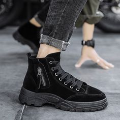 Color: Black,Grey,Khaki Closure Type: Lace-up Feature: Slip Resistant Size: US 8,US 9,US 10,US 7.5,US 8.5,US 6.5 Upper Material: Suede Outsole Material: Rubber Casual Ankle Boots, Men Suede, Grey Khakis, Color Khaki, Black Grey, All Black Sneakers, Side Zipper, Ankle Boots, Black And Grey