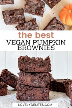 You are going to want to try these homemade pumpkin brownies. These Vegan Pumpkin Brownies are made in one bowl with simple pantry staples like pumpkin purée, cacao powder, almond butter, and coconut sugar. Gluten-free, grain-free, and incredibly fudgy, they’re the perfect treat! These brownies are completely flourless but still has the most amazing texture. Vegan Pumpkin Brownies, Vegan Bakes, Pumpkin Brownies, Cup Of Hot Chocolate, Vegan Plant Based, Vegan Thanksgiving, Vegan Chocolate Chip, Vegan Pumpkin, Pumpkin Chocolate