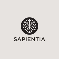 the logo for sapienta is shown in black on a gray background with an image of a tree