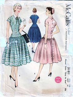 two women's dresses, one in blue and the other in pink with short sleeves