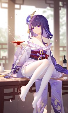 Funny Face Drawings, Anime Purple Hair, Raiden Ei, Jdm Wallpaper, Dragon Girl, Raiden Shogun, Yae Miko, Anime Scenery Wallpaper