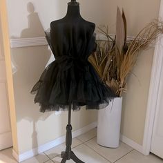 Exclusive Tulie Mini Dress Size Small Cute Black Tutu Dress, Black Mini Tulle Dress, Elegant Black Mini Dress With Feather Trim, Luxury Black Feathered Mini Dress, Black Tulle Mini Dress With Ruffles, Revolve Dresses, Bow Detail Dress, Shift Dress Black, Mini Slip Dress