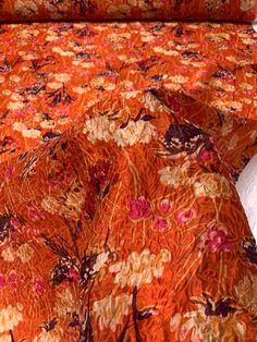 SKU: 9238 Content: Silk / Nylon Blend Color: Pumpkin Orange / Plum Width: 43 inches (print), 47 inches (full) This fabric is a last cut and no longer in production. Once sold out, we are unable to get more. Traditional Floral Print Patterned Fabric, Traditional Patterned Fabric With Floral Print, Anna Sui, Pumpkin Orange, Fashion Fabric, Plum, Texture, Silk, Orange