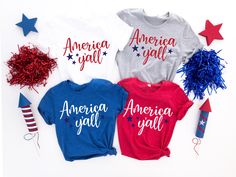 three t - shirts with stars and stripes on them