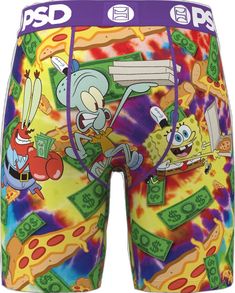 Sporty Multi-pack Bottoms For Summer, Fitted Multicolor Nylon Bottoms, Multi-pack Fitted Short Bottoms, Sporty Summer Bottoms Multi-pack, Stretch Multi-pack Sports Bottoms, Fitted Multi-pack Shorts, Spongebob Bathing Suit, Spongebob Swimsuit, Spongebob Pajama Pants