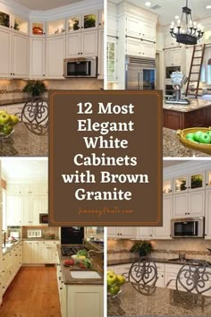 white cabinets and granite counter tops in a kitchen