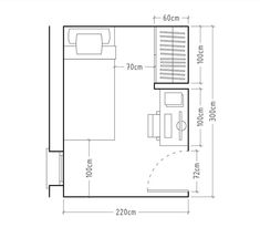 the floor plan for a bedroom and bathroom