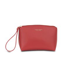 Practical and functional, this trousse is perfect for a dynamic woman like you! Thanks to its compact size, it is suitable for carrying in your handbag or backpack. Ideal for carrying your favourite make-up, your cables and everything you need for trips or weekends out of town! You can also wear it as a clutch bag thanks to the practical wrist strap during an aperitif or an evening with friends. FEATURES Zip fastening. Wearability: hand-held. Vegan Leather, PVC Wipe Clean Only With Damp Cloth Red Zipper Cosmetic Bag, Red Cosmetic Bag For Everyday Use, Red Cosmetic Bag With Zipper, Compact Red Bag For Daily Use, Red Pouch Cosmetic Bag For Daily Use, Compact Red Travel Bag, Red Cosmetic Pouch For Daily Use, Red Rectangular Cosmetic Bag With Zipper Closure, Red Rectangular Cosmetic Bag With Zipper