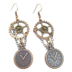 Tik Tok! It's time to put on your steampunk earrings! Steampunk jewelry Metal type: zinc alloY Shape: clock Gender: women Gear Earrings, Work Earrings, Chain Watch, Watch Pendant, Studded Earrings, Steampunk Clock, Steampunk Earrings, Steam Punk Jewelry, Style Steampunk