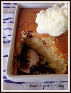 a close up of a piece of cake in a pan with ice cream on top