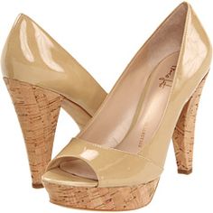 ZAPPOS:  Franco Sarto Zabrina Peep-Toe Pumps in Nude Franco Sarto, Barley, Cork Wedge, A Smile, Summer Wedding