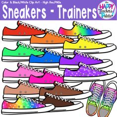 sneakers - trainers clip art set for kids and adults to use on their own shoes