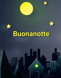 an image of a night scene with the words buononotte on it and stars in the sky