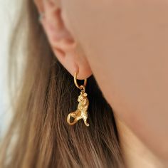 Rat Creole Earrings Rat Jewellery Our rat creole earrings feature a handmade rat charm with spectacular detail hanging from a hoop. It's a conversation starter you'll wear and wear, and won't see anywhere else. Full of cheeky charm, this little ratty is ready for some acrobatics. Just look at his tiny tail, cute little face, and realistic-looking fur. These special earrings are perfect as a rat lover gift, or if you heart rats. Our rat jewellery range was created by Jana to challenge people's ne 14k Yellow Gold Earrings With Charms, Yellow Gold 14k Charm Earrings, Everyday Brass Earrings With Charms, Yellow Gold Hoop Earrings With Charms, Yellow Gold Earrings With Dangling Charms As Gift, Yellow Gold Earrings With Dangling Charms For Gift, Sterling Silver Earrings With Yellow Gold Dangling Charms, Gold-plated Charm Earrings, Gold Plated Charm Earrings