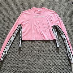 Never Worn :) Adidas Crop, Adidas Pink, Cropped Shirt, Pink Adidas, Adidas Tops, Crop Shirt, Shirt Color, Adidas Women, Pink Black