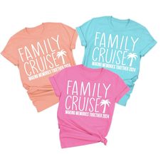 Matching family cruise shirts are a must have for a family vacation. These family matching vacation shirts come in a variety of styles so the whole group can get matching vacation shirts that suits them. Cruise Group Shirts / Cruise family shirts / family camping shirts / family beach vacation shirts will make your vacation extra fun. HOW TO ORDER 1. Select your first color/design/size and click "ADD TO CART"  2. Click the thumbnail image to return to the listing. 3. Repeat to add in other shirt styles/sizes. 4. Check your shipping address to make sure it's correct 5. Complete checkout SHIRT SIZING INFO Listing photos contain the measurements for the unisex shirts.  Double-check your measurements to make sure you order the proper size all since we do not offer returns/exchanges. *Width is Vacation Letter Print Tops For Family Reunion, Letter Print Tops For Family Reunion At Beach, Short Sleeve Tops For Family Reunion And Vacation, Short Sleeve Tops For Family Reunion Vacation, Cotton Tops For Family Reunion Beach Season, Summer Tops For Family Outings With Crew Neck, Cotton Tops For Family Vacation, Casual Summer Tops For Family Outings, Family Matching Shirts For Summer Reunion