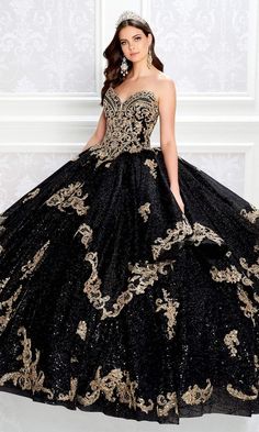 Princesa by Ariana Vara - PR22027 Ruffled Sweetheart Ball Gown Quinceanera Dresses Gold, 파티 드레스