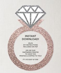 a diamond ring with the words instant diamonds on it, in front of a white background