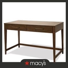 a wooden desk with two drawers on the bottom and one drawer at the top that says macy's