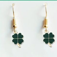 St. Patrick's Day Shamrock Earrings Shamrock Earrings, Green Gold, St Patricks Day, St Patrick, Green And Gold, Jewelry Earrings, Women Jewelry, Green, Gold